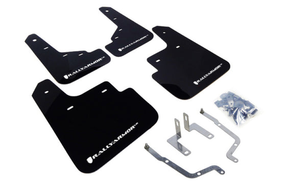 Rally Armor 14-18 Mazda3 Black UR Mud Flap w/White Logo