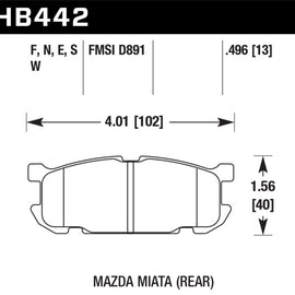 Hawk 01-03 Mazda Miata Base/LS/SE Sport Suspension DTC-60 Rear Race Brake Pads