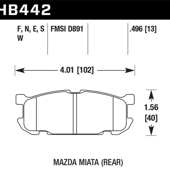 Hawk 01-03 Mazda Miata Base/LS/SE Sport Suspension DTC-60 Rear Race Brake Pads