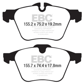 EBC 13+ Jaguar F-Type (Cast Iron Rotors Only) 3.0 Supercharged (340) Redstuff Front Brake Pads