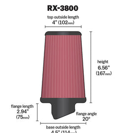 K&N Filter Universal X Stream Clamp-On 2.438in Flange ID x 4.5in Base OD x 4in Top OD x 6.563in H