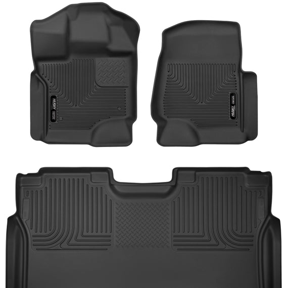 Husky Liners 15-23 Ford F-150 SuperCrew Cab X-Act Contour Front & 2nd Row Seat Floor Liners - Black