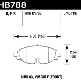 Hawk 15-17 VW Golf / Audi A3/A3 Quattro Front High Performance Brake Pads