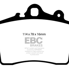 EBC 97-99 Porsche Boxster (Cast Iron Rotors only) 2.5 Redstuff Front Brake Pads