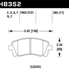 Hawk 1998-2/2002 Subaru Forester L (w/Rear Drum Brakes) High Perf. Street 5.0 Front Brake Pads