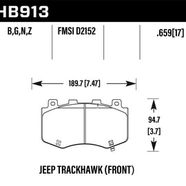 Hawk 18-19 Jeep Grand Cherokee Trackhawk HPS 5.0 Front Brake Pads