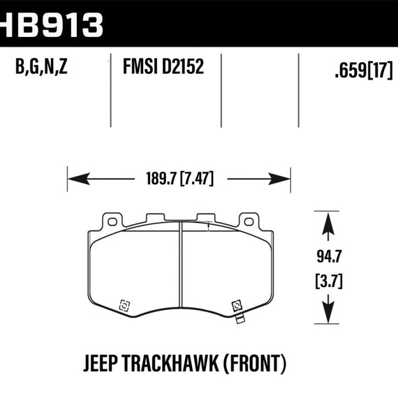 Hawk 18-19 Jeep Grand Cherokee Trackhawk HPS 5.0 Front Brake Pads