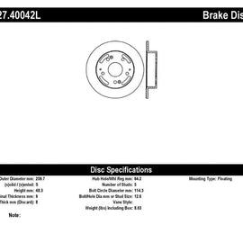 StopTech 02-06 Acura RSX Incl. Type S / 97-01 Integra Type R Slotted & Drilled Left Rear Rotor