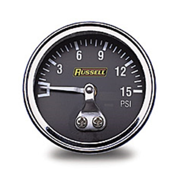 Russell Performance 15 psi fuel pressure gauge (Non liquid-filled)