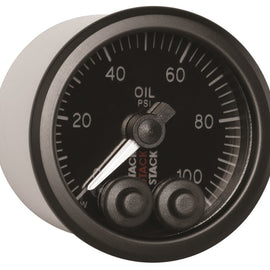 Autometer Stack Instruments Pro Control 52mm 0-100 PSI Oil Pressure Gauge - Black (1/8in NPTF Male)