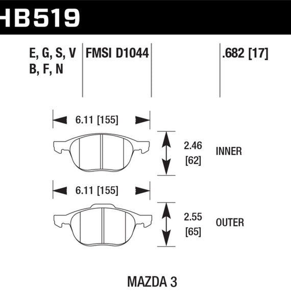 Hawk 2013-2014 Ford Escape (FWD Only) HPS 5.0 Front Brake Pads