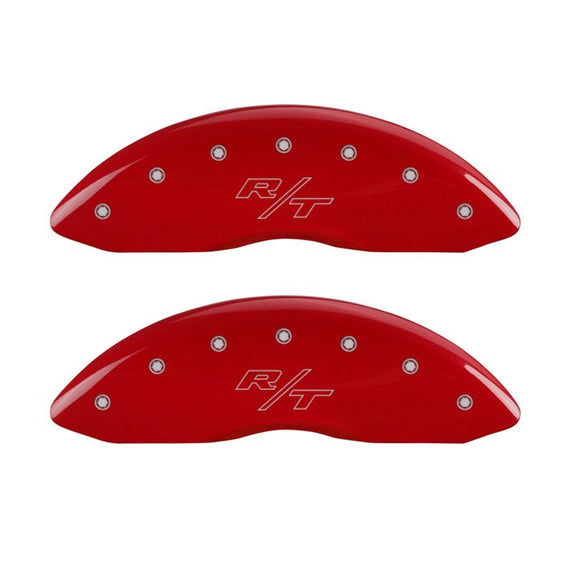 MGP 4 Caliper Covers Engraved Front & Rear Vintage Style/RT Red finish silver ch