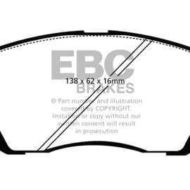 EBC 15+ Hyundai Sonata 1.6 Turbo (Elec Park Brake) Redstuff Front Brake Pads