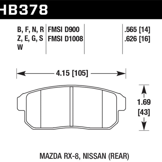 Hawk Mazda RX-8 / Nissan Track DTC-30 Race Rear Brake Pads