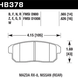 Hawk 03-07 RX8 HP+ Street Rear Brake Pads (D1008)