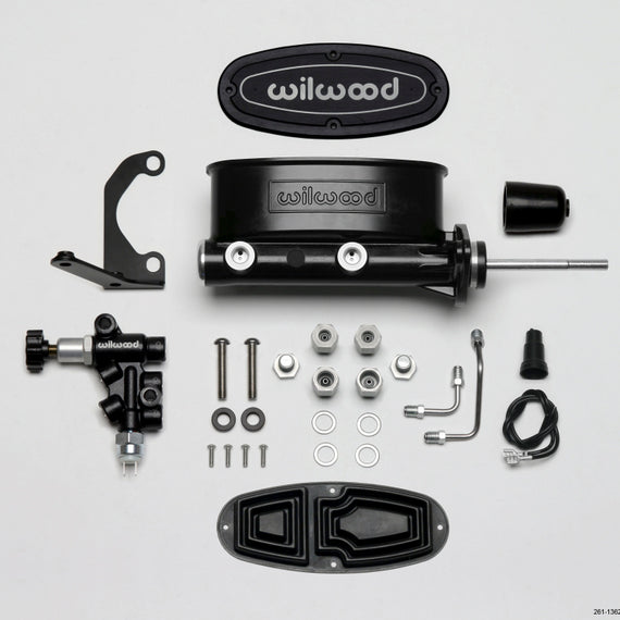 Wilwood HV Tandem M/C Kit w L/H Bracket & Prop Valve - 15/16in Bore Black-W/Pushrod