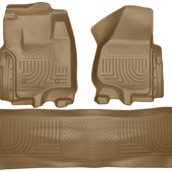 Husky Liners 2012.5 Ford SD Crew Cab WeatherBeater Combo Tan Floor Liners (w/o Manual Trans Case)