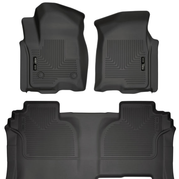 Husky Liners 19-23 GMC Sierra 1500 Double Cab Weatherbeater Black Front & 2nd Seat Floor Liners