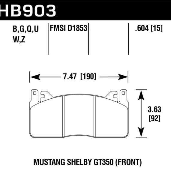 Hawk 15-017 Ford Mustang Shelby GT350/GT350R HP+ Front Brake Pads