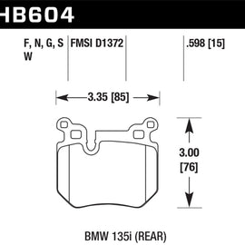 Hawk BMW 135i DTC-60 Race Rear Brake Pads