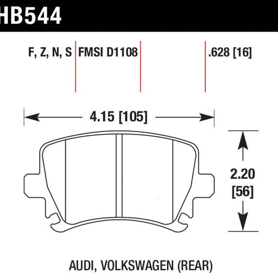 Hawk 2006-2009 Audi A3 TFSIi Quattro 2.0 HPS 5.0 Rear Brake Pads