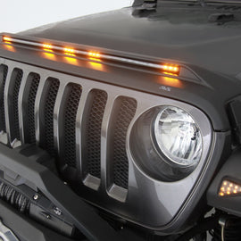 AVS 2018-2019 Jeep Wrangler (JL) Aeroskin Low Profile Hood Shield w/ Lights - Black