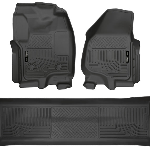 Husky Liners 2012.5 Ford SD Crew Cab WeatherBeater Combo Black Floor Liners (w/o Manual Trans Case)