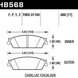 Hawk 07-08 Escalade 6.2 / 07-08 Avalanche Super Duty Rear Brake Pads