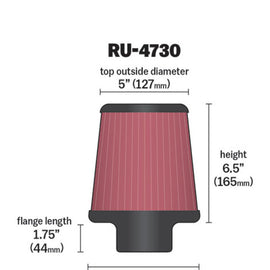 K&N Filter 3 inch Flange 6 inch Base 5 Top 6 1/2 inch Height