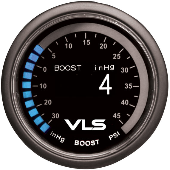 Revel VLS 52mm 30inHg-45PSI Digital OLED Boost Gauge