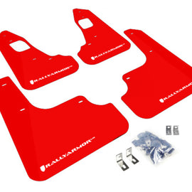 Rally Armor 08-17 Mitsubishi EVO X Red UR Mud Flap w/ White Logo