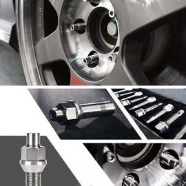 Wheel Mate Titanium Wheel Stud Conversion (Raw Ti) - M14x1.25 to M14x1.5 - 74mm - 60deg Lug Nut