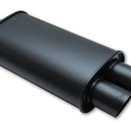 Vibrant StreetPower FLAT BLACK Oval Muffler with Dual 3in Outlets - 2.5in inlet I.D.