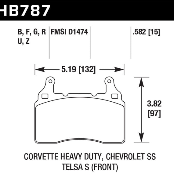 Hawk 15-17 Chevy Corvette Performance Ceramic Street Front Brake Pads