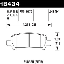 Hawk 02-03 WRX / 05-08 LGT D770 HP+ Street Rear Brake Pads