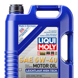 LIQUI MOLY 5L Leichtlauf (Low Friction) High Tech Motor Oil SAE 5W40