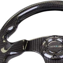 NRG Carbon Fiber Steering Wheel (320mm) Flat Bottom w/Shiny Black Carbon