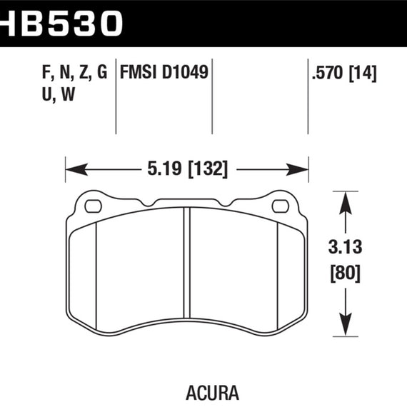 Hawk 07-08 Acura TL Type S DTC-60 Race Front Brake Pads