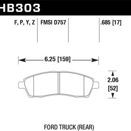 Hawk 99-05 Cadillac Excursion / 99-04 Ford F-250/F-350 Super Duty Pickup Rear LTS Street Brake Pads