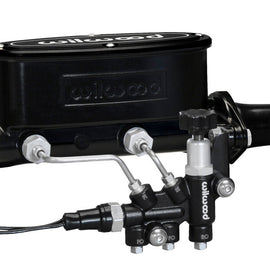 Wilwood HV Tandem M/C Kit w L/H Bracket & Prop Valve - 1in Bore Black