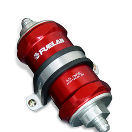 Fuelab 818 In-Line Fuel Filter Standard -6AN In/Out 10 Micron Fabric - Red