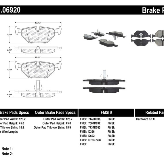 StopTech Performance 01-02 BMW Z3 / 03-09 Z4 / 10/90-07 3 Series / 99-09 Saab 9-5 Rear Brake Pads