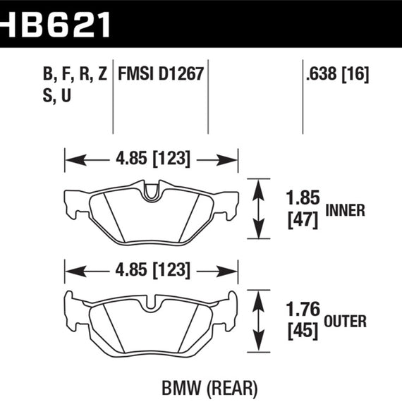 Hawk 2011-2011 BMW 125i HPS 5.0 Rear Brake Pads