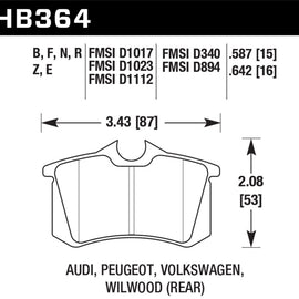 Hawk (Various) Audi / Peugeot / Volkswagen Ceramic Street Rear Brake Pads