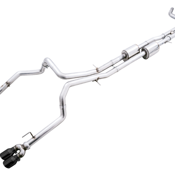 AWE Tuning 4th Gen GM 1500 6.2L 0FG Catback Split Rear Exit (w/ Bumper Cutouts) - Quad Diamond Tips