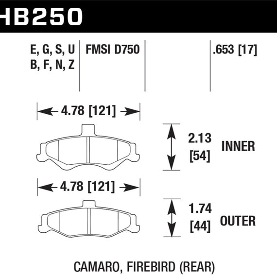 Hawk 1998-2002 Chevrolet Camaro SS 5.7 HPS 5.0 Rear Brake Pads