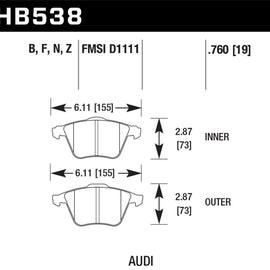 Hawk 2009-2009 Audi A4 Cabriolet HPS 5.0 Front Brake Pads