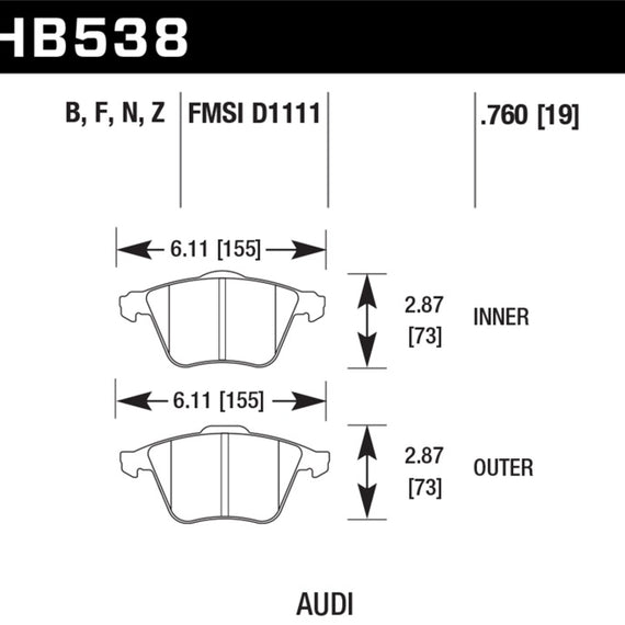 Hawk 2009-2009 Audi A4 Cabriolet HPS 5.0 Front Brake Pads