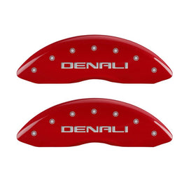 MGP 4 Caliper Covers Engraved Front & Rear Denali Red finish silver ch