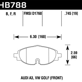 Hawk 15-17 VW Golf / Audi A3/A3 Quattro Performance Ceramic Street Front Brake Pads